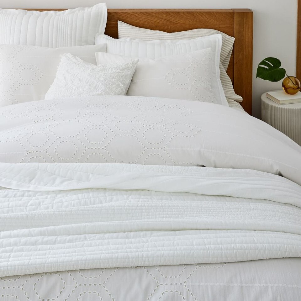 Organic Cotton Eyelet Quilt Cover & Pillowcases West Elm Australia